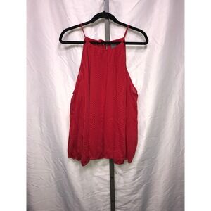 Soho New York & Company Jeans Red White Polka Dot Halter Neck Blouse Women's XL